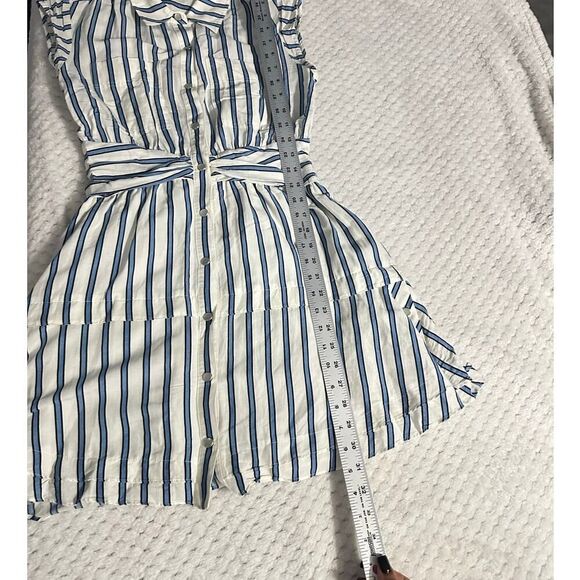 Derek Lam 10 Crosby Shirt Dress Women's 6‎ White Blue  Striped Tie Waist Mini - Picture 13 of 15